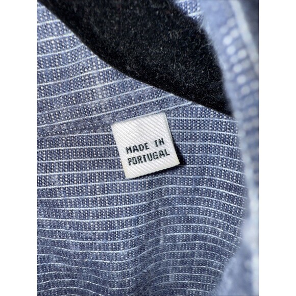 BIG & TALL Billy Reid Button Up Shirt XXL Cotton/Linen Slim Fit Grey Stripe GUC - Picture 4 of 13